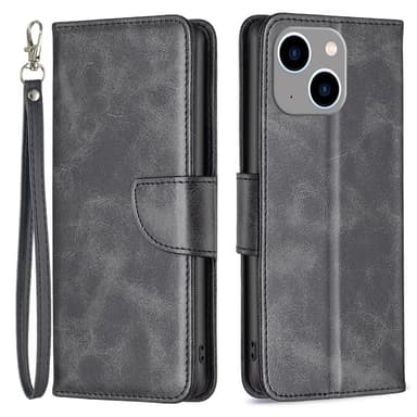 SKALO iPhone 15 Plus Lompakkokotelo PU-nahkaa - Musta