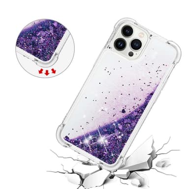 SKALO iPhone 15 Pro Juoksuhiekka Glitter Sydämet TPU kuori - Violetti