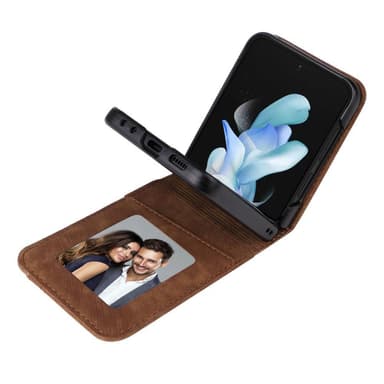 SKALO Samsung Z Flip5 PU-nahkainen Korttikotelo - Ruskea