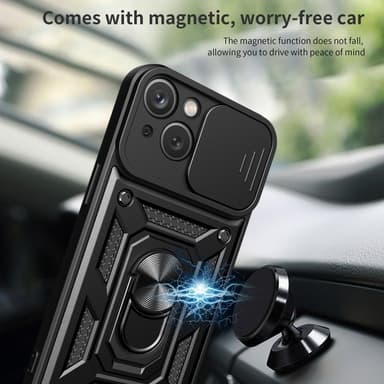 SKALO iPhone 15 Armor hybridi metallirengas kameran liukusäädin - - Punainen
