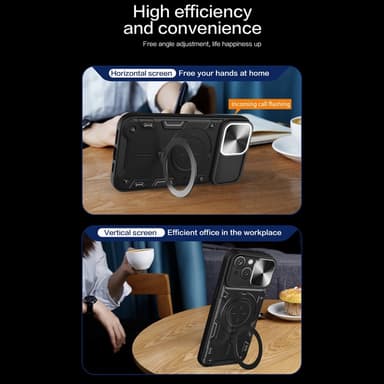 SKALO iPhone 15 Plus Armor hybridi metallirengas kameran liukusäädin - - Musta