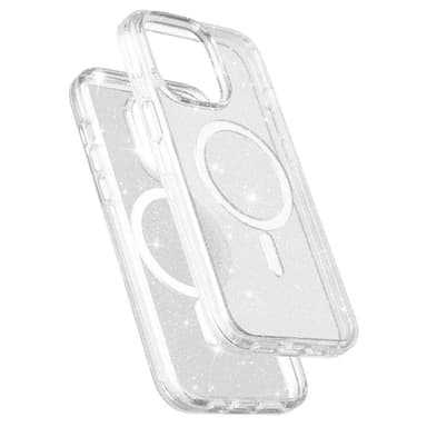 SKALO iPhone 15 Pro Max Glitter Magnetic Ring TPU Suojakuori - Valkoinen
