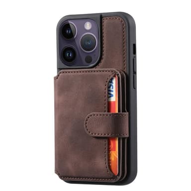 SKALO iPhone 15 Pro Max PU-nahkainen Suojakuori Lompakolla - Ruskea