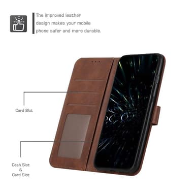 SKALO iPhone 15 Pro Embossed Triangle Lompakkokotelo - Ruskea
