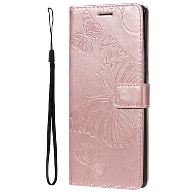 SKALO iPhone 15 Plus Mandala Butterfly lompakkokotelo - Ruusukulta