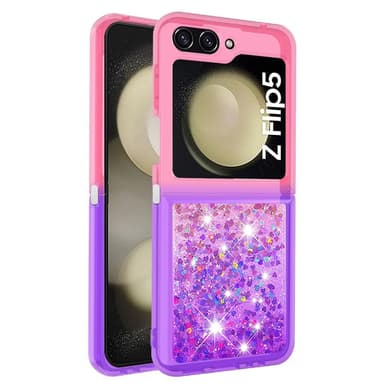 SKALO Samsung Z Flip5 Juoksuhiekka Glitter Sydämet TPU kuori - Pinkki-Violetti