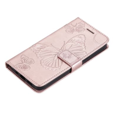 SKALO iPhone 15 Plus Mandala Butterfly lompakkokotelo - Ruusukulta