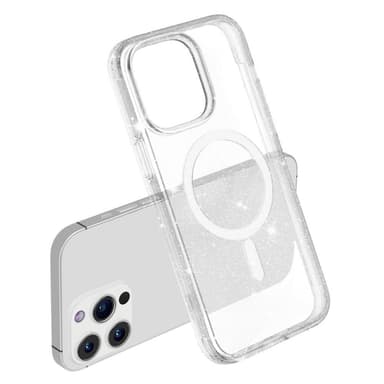 SKALO iPhone 15 Pro Max Glitter Magnetic Ring TPU Suojakuori - Valkoinen