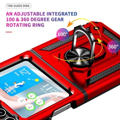 SKALO Samsung Z Flip5 Armor Hybridi metallirengas kuori - Punainen