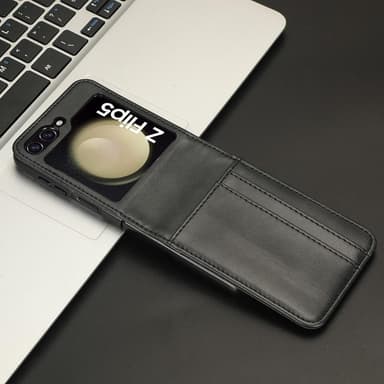 SKALO Samsung Z Flip5 PU-nahkainen Korttikotelo - Musta