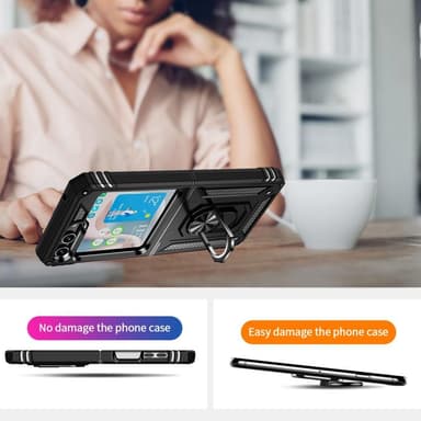 SKALO Samsung Z Flip5 Armor Hybridi metallirengas kuori - Musta