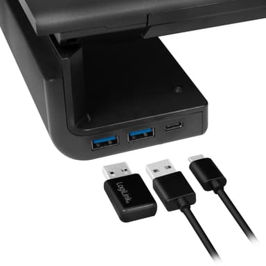 Näyttöteline 63 cm 3-porttisella USB-keskittimellä