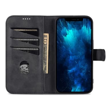 SKALO iPhone 15 Pro AZNS lompakkokotelo - Musta