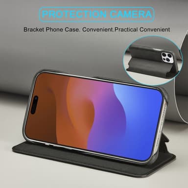 SKALO iPhone 15 Pro Max LC.IMEEKE Lompakkokotelo PU-nahkaa - Musta