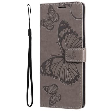 SKALO iPhone 15 Plus Mandala Butterfly lompakkokotelo - Harmaa