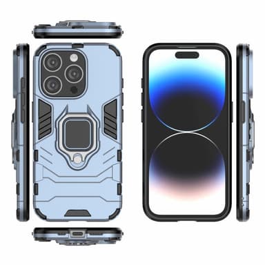 SKALO iPhone 15 Pro Max Armor Hybridi metallirengas kuori - Sininen