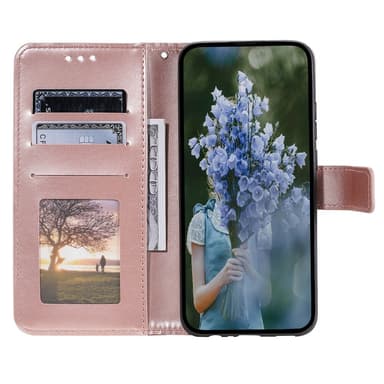 SKALO iPhone 15 Mandala lompakkokotelo - Ruusukulta