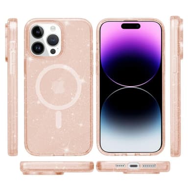 SKALO iPhone 15 Pro Max Glitter Magnetic Ring TPU Suojakuori - Kulta