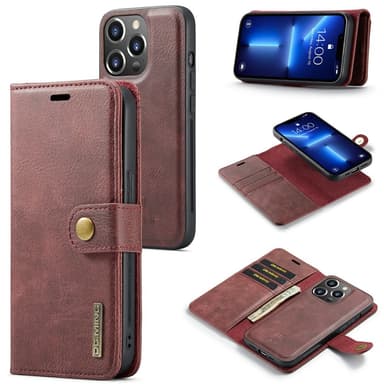 DG MING iPhone 15 Pro Max 2-in-1 magneetti lompakkokotelo - Punainen