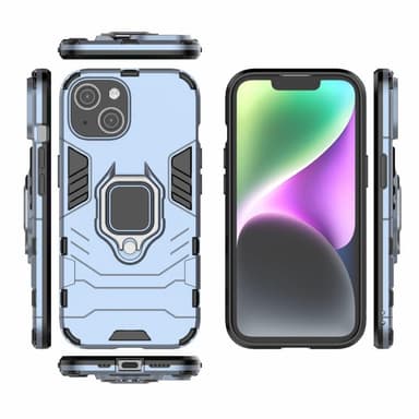 SKALO iPhone 15 Armor Hybridi metallirengas kuori - Sininen