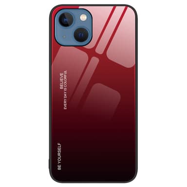 SKALO iPhone 15 Plus Gradientti karkaistu lasi TPU-suojakuori - Punainen-Musta