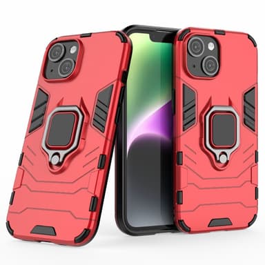 SKALO iPhone 15 Armor Hybridi metallirengas kuori - Punainen