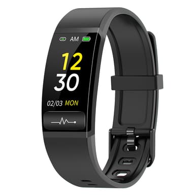 Fitness-aktiivisuusmittari, jossa on EKG-valvonta, syke, unimittari Musta