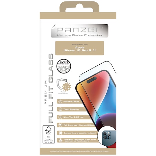 Panzer Full-Fit iPhone 15 Pro näytönsuoja