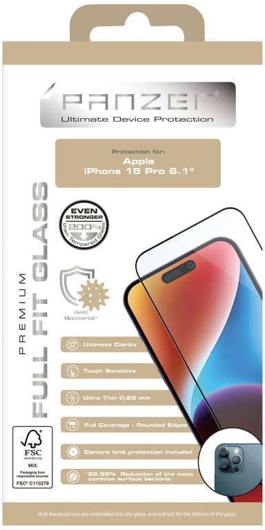 Panzer Full-Fit iPhone 15 Pro näytönsuoja