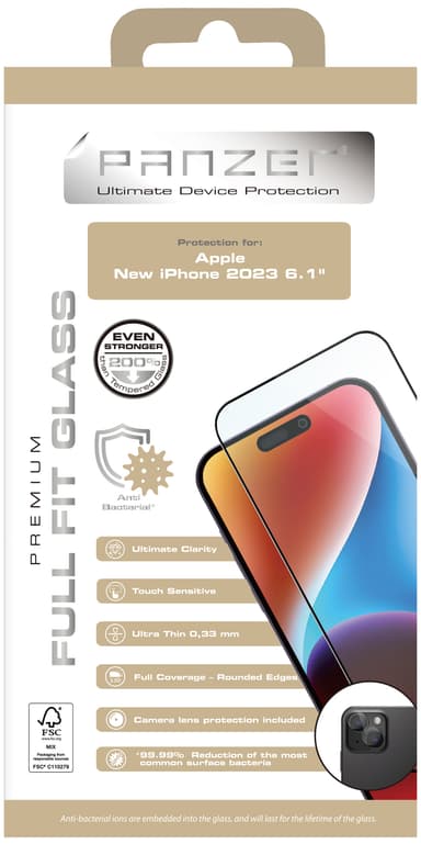 Panzer Full-Fit iPhone 15 näytönsuoja