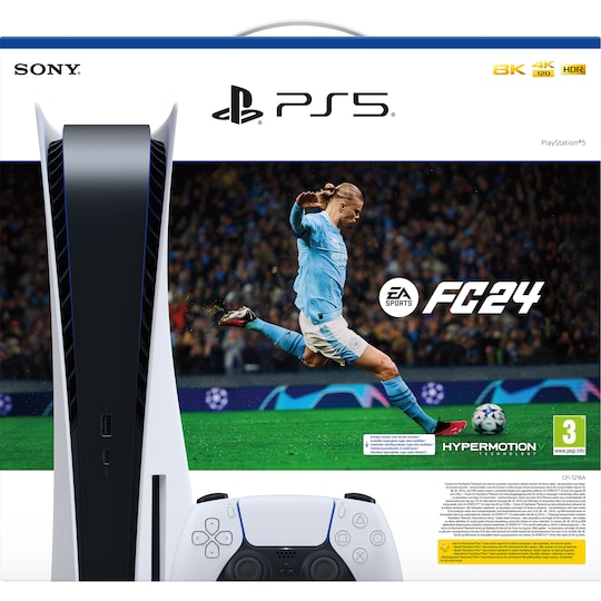 PlayStation 5 + EA SPORTS FC 24 pakkaus
