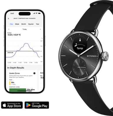Withings ScanWatch 2 hybridiälykello 38 mm (musta)