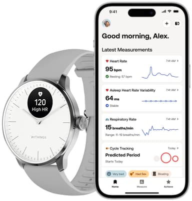 Withings ScanWatch Light hybridiälykello 37 mm (valkoinen)