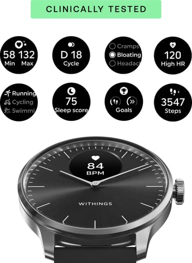 Withings ScanWatch Light hybridiälykello 37 mm (musta)