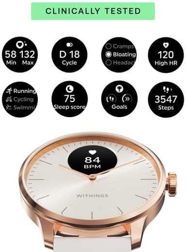 Withings ScanWatch Light hybridiälykello 37 mm (ruusukulta)