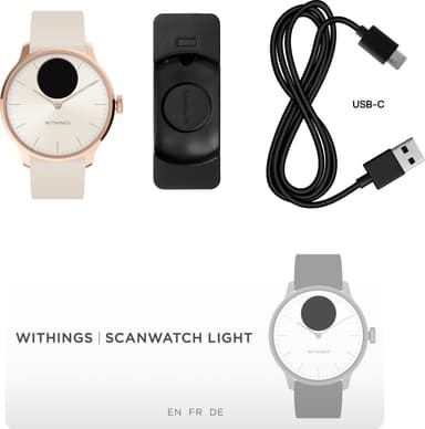 Withings ScanWatch Light hybridiälykello 37 mm (ruusukulta)