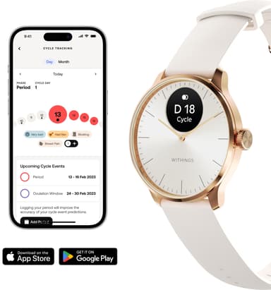 Withings ScanWatch Light hybridiälykello 37 mm (ruusukulta)