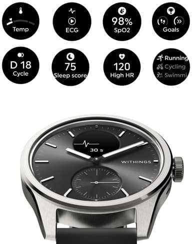 Withings ScanWatch 2 hybridiälykello 42 mm (musta)