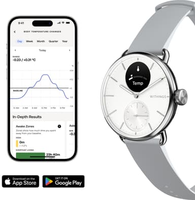 Withings ScanWatch 2 hybridiälykello 38 mm (valkoinen)