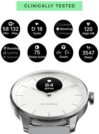 Withings ScanWatch Light hybridiälykello 37 mm (valkoinen)