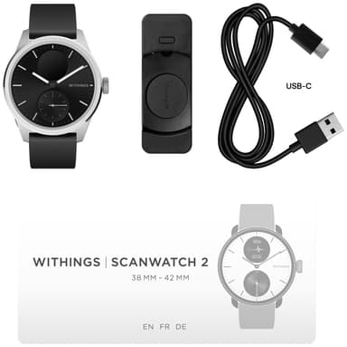 Withings ScanWatch 2 hybridiälykello 42 mm (musta)