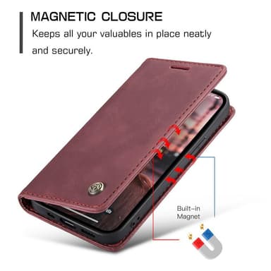 CASEME Retro lompakkokotelo iPhone 15 - Punainen