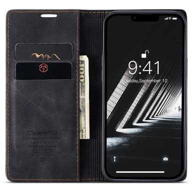 CASEME Retro Lompakkokotelo iPhone 15 Plus - Musta