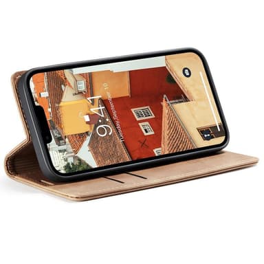 CASEME Retro Lompakkokotelo iPhone 15 Plus - Ruskea