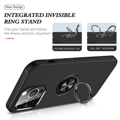 iPhone 15 Pro Max Sormirengas Kickstand Hybridikotelo - Musta