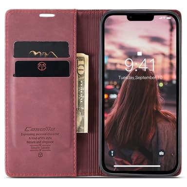 CASEME Retro Lompakkokotelo iPhone 15 Plus - Punainen