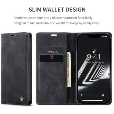 CASEME Retro lompakkokotelo iPhone 15 - musta