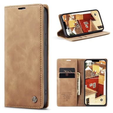 CASEME Retro Lompakkokotelo iPhone 15 Plus - Ruskea