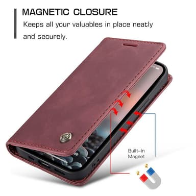 CASEME Retro Lompakkokotelo iPhone 15 Pro Max - Punainen