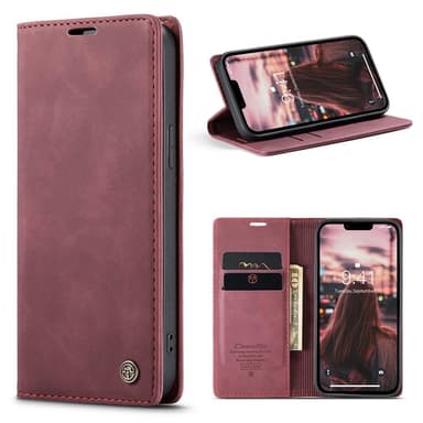 CASEME Retro Lompakkokotelo iPhone 15 Plus - Punainen